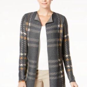 Charter Club Plaid Completer Cardigan Charcoal